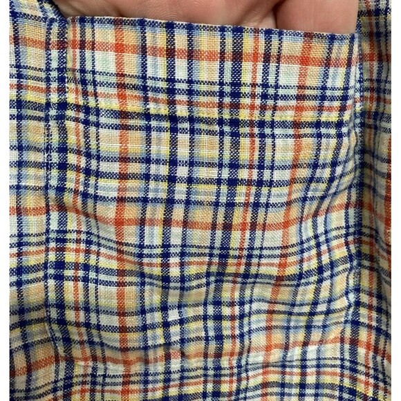 Men's Brooks Brothers Regent Fit Shirt M Linen Plaid SS Button Up Colorful - Picture 3 of 6
